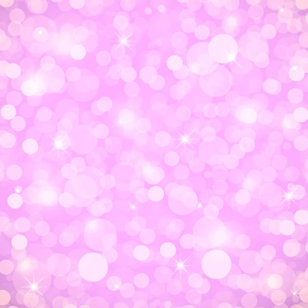 Bellissimo sfondo rosa con luci bokeh, stelle e scintille. Illustrazione vettoriale . — Vettoriale Stock