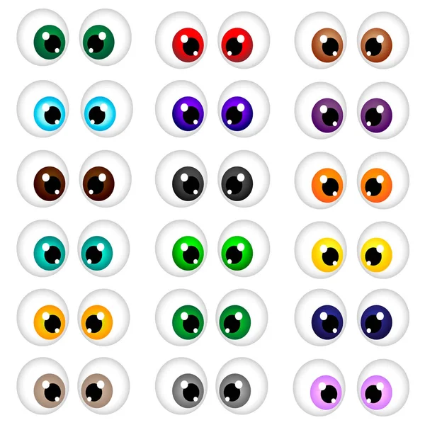 Conjunto de coloridos ojos de dibujos animados. Ojo marrón, azul, verde. Ilustración vectorial aislada en blanco — Archivo Imágenes Vectoriales
