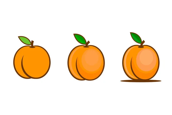 Набір абрикосових значків ізольовано на білому тлі. Соковиті і стиглі літні фрукти. Плоска векторна ілюстрація — стоковий вектор
