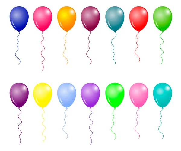 Ballong uppsättning. Vektor illustration färgglada glansiga ballonger. — Stock vektor