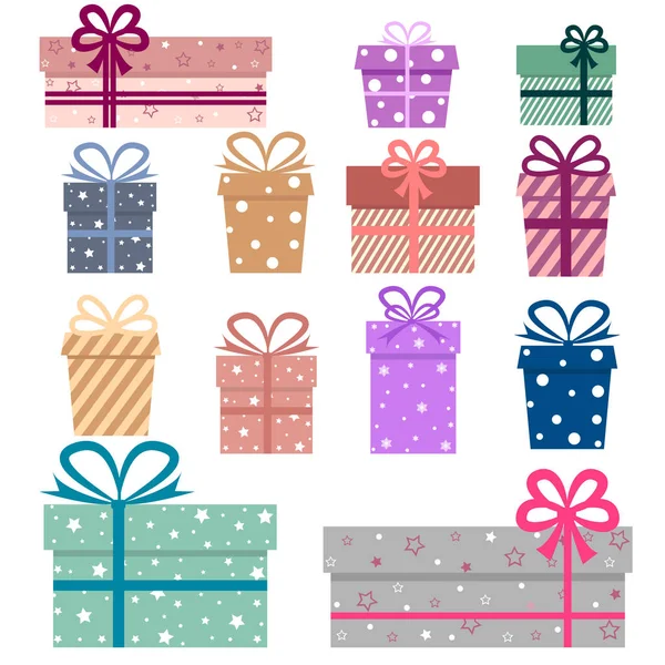 Cajas de regalo colorido conjunto aislado sobre fondo blanco. Ilustración vectorial . — Vector de stock