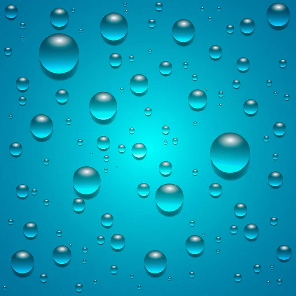 Dew gouttes sur fond bleu. illustration vectorielle — Image vectorielle