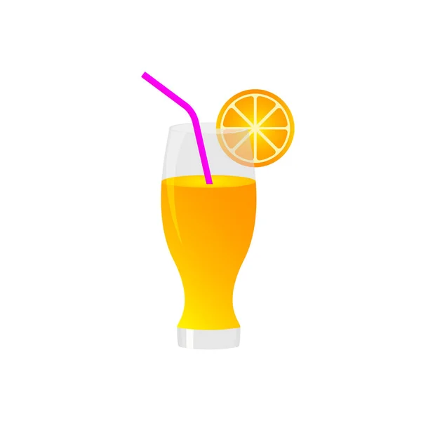 Ett glas apelsinjuice på vit bakgrund. — Stock vektor