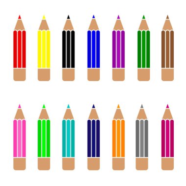 Düz bir tarzda renkli kalemler. Çizim renkli olacak