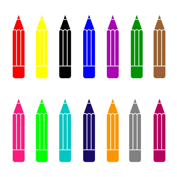 Conjunto de lápis coloridos sobre fundo branco. Ilustração vetorial . —  Vetores de Stock