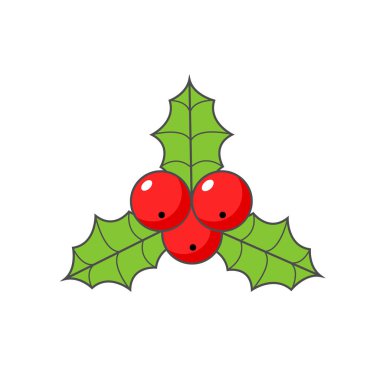 Holly böğürtlen Noel ikonu. Tasarım elementi. Vektör illüstrasyonu