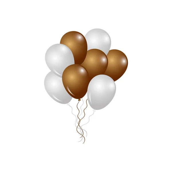 Globos dorados y blancos. Decoraciones para vacaciones y fiesta — Vector de stock