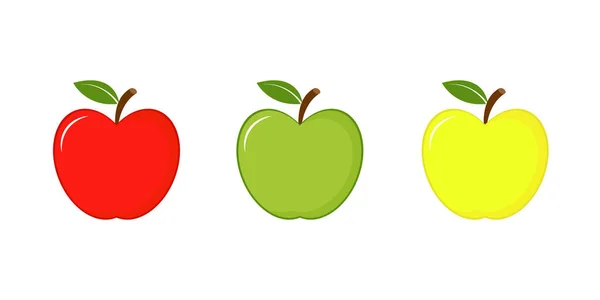 Pommes icône rouge, vert et jaune. Illustration vectorielle isolée sur fond blanc . — Image vectorielle