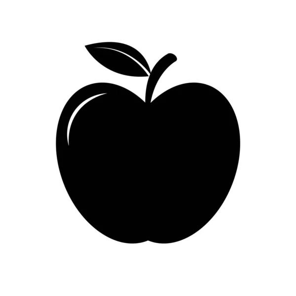 Icono de Apple aislado sobre fondo blanco. Símbolo de manzana blanco y negro en estilo plano. Ilustración vectorial — Archivo Imágenes Vectoriales