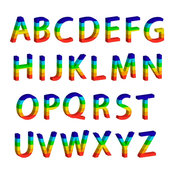 Alfabeto inglés, ilustración vectorial. Fuente, colorido, arco iris  , — Archivo Imágenes Vectoriales