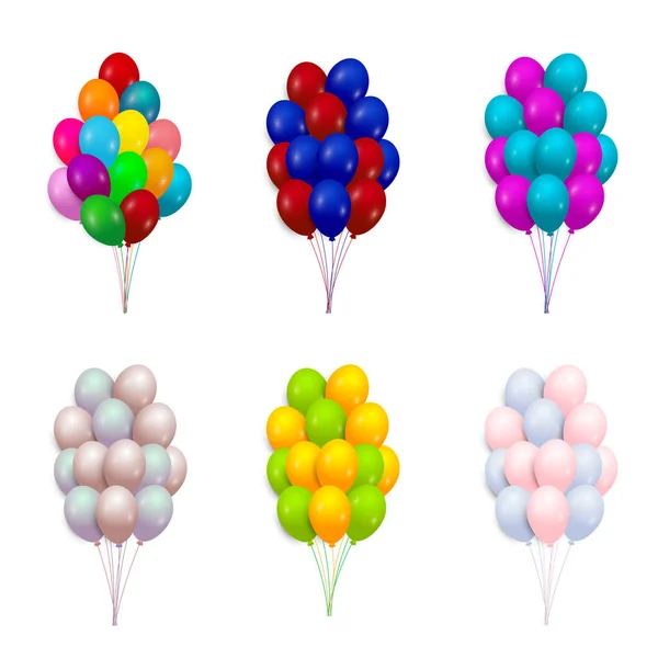 Globos Conjunto Racimos Aislados Sobre Fondo Blanco Ilustración Vectorial — Vector de stock