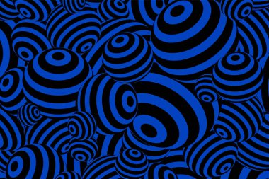 Çizgili üç boyutlu toplarla soyut geometrik arkaplan. Vektör.