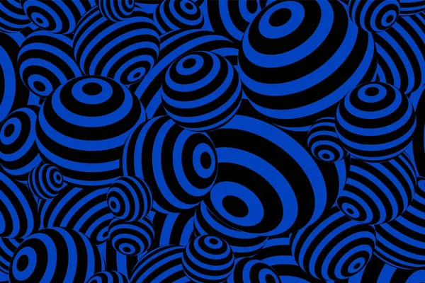 Çizgili üç boyutlu toplarla soyut geometrik arkaplan. Vektör.