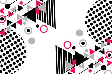 Geometrik soyut üçgenler, çizgiler ve daireler. Vektör