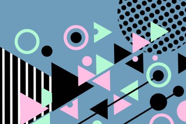 Çizgiler, daireler ve üçgenlerle yaratıcı soyut geometrik arkaplan.
