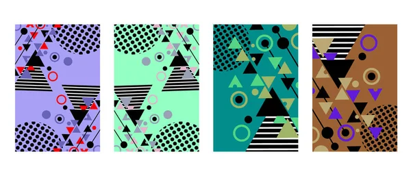 Plantillas geométricas abstractas de triángulos, líneas y círculos. Vector. — Archivo Imágenes Vectoriales