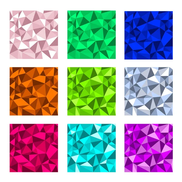 Poligonal triángulo fondos colorido conjunto. Ilustración vectorial. — Archivo Imágenes Vectoriales