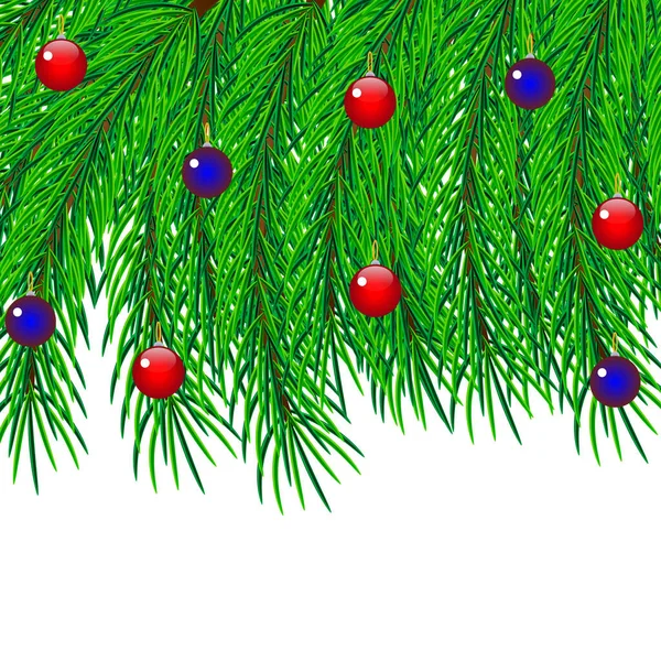 Decorated Christmas tree branches isolated on white background. Vector. — Stock Vector