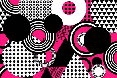 Geometrik siyah ve pembe soyut arkaplan. Vektör İllüstrasyonu..