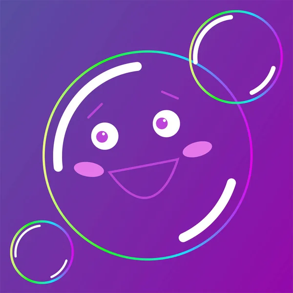 Bubbles zeep met glimlachende gezicht vector illustratie. Roze backgroubd — Stockvector