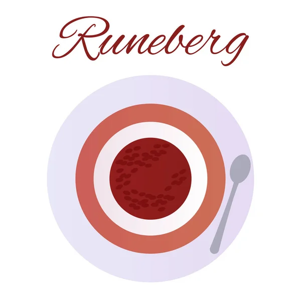 Pasticcini tradizionali finlandesi. Torta Runeberg. Torta. Runeberg Torte. Marmellata di lamponi — Vettoriale Stock