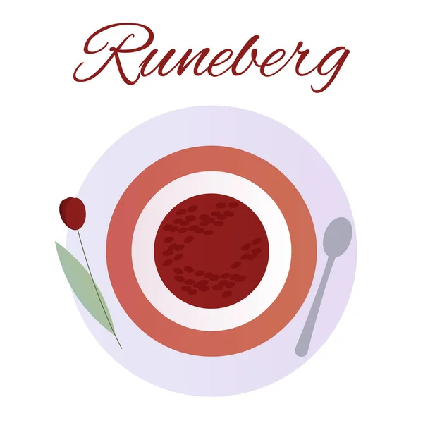 Kue kering tradisional Finlandia. Cake Runeberg. Pie. Runeberg Torte. Selai raspberry. Pengaturan bunga - Stok Vektor