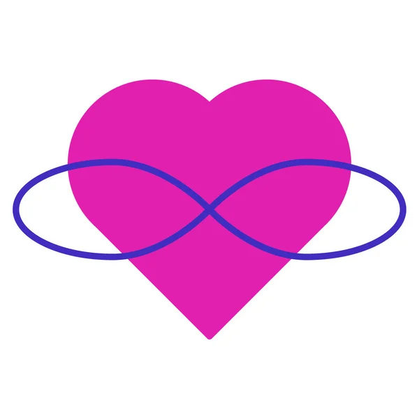 Symbol of polyamory. Heart and infinity. Endless love. White background and pink heart — Stock Vector