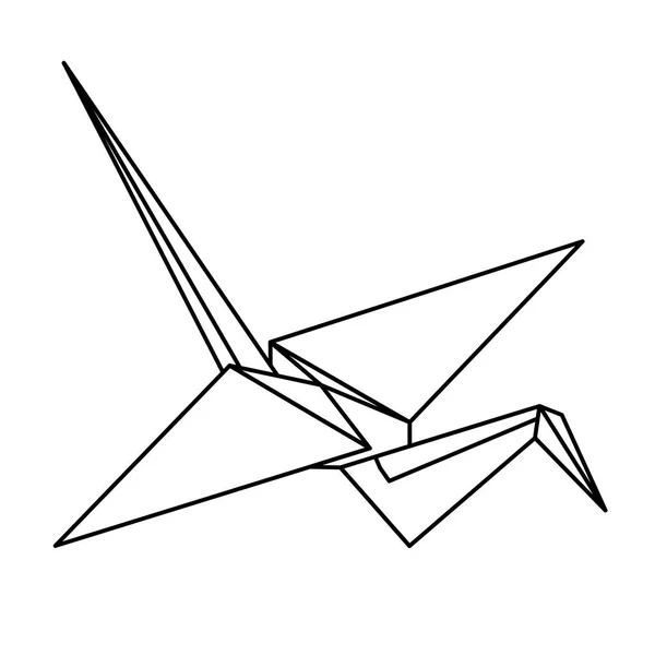 Origami vinç izometrik Illustration. Hediye mesajı. Mutluluk diliyorum. Simge — Stok Vektör