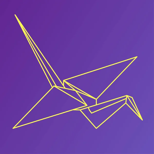 Illustratie van origami Crane isometrisch. Cadeau bericht. Wens geluk. Pictogram — Stockvector