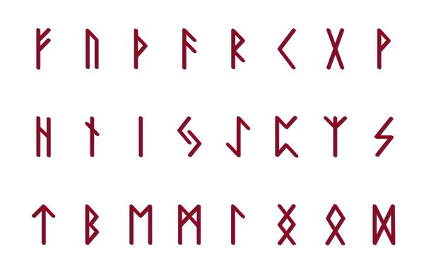 Conjunto de runas nórdicas antiguas. Alfabeto rúnica, Futhark. Antiguos símbolos ocultos. Ilustración vectorial. Antiguas letras germánicas sobre fondo blanco — Vector de stock