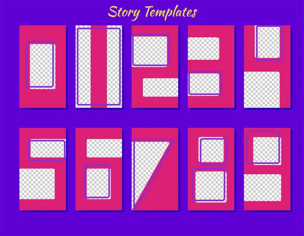 En uppsättning minimalistiska historier för sociala nätverk. Bild ruta för dina foton. Seth för att skapa ditt unika innehåll. Mallar för berättelser. — Stock vektor