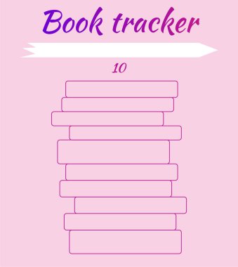 Tracker habits. Tracker reading books. Mark read books and learn. For students. Enter titles of books. Pink background. clipart