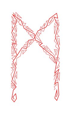 Mannaz Rune. Antik Iskandinav Runes. Runes kıdemli futarka. Büyü, törenler, dini semboller. Tahminler ve tıldıklar.