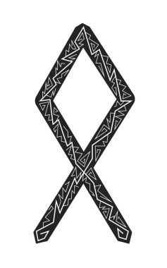 Othala Rune. Antik Iskandinav Runes. Runes kıdemli futarka. Büyü, törenler, dini semboller. Tahminler ve tıldıklar.
