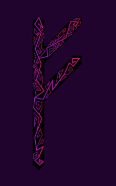 FEHU Rune. Antik Iskandinav Runes. Runes kıdemli futarka. Büyü, törenler, dini semboller. Tahminler ve tıldıklar.
