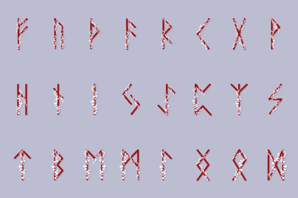 Conjunto de runas nórdicas antiguas. Alfabeto rúnica, Futhark. Antiguos símbolos ocultos. Ilustración vectorial. Antiguas cartas germánicas . — Vector de stock