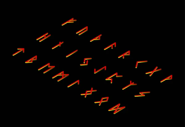 Uppsättning av forntida runor. Runskrift norska skandinaviska alfabetet. Senior futark. Forntida ockulta symboler. Isometrier — Stock vektor