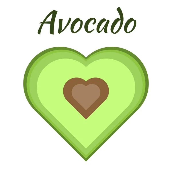 Abacate plano em forma de coração com osso. Abacate com amor. Para ilustrações ou ícones . —  Vetores de Stock