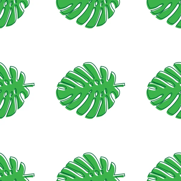 Monstera deixa verde. Padrão sem costura tema tropical, selva, frescura, exótico. Padrão de moda para decoração ou para fundo. Ilustração vetorial . —  Vetores de Stock