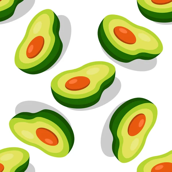 Große Avocado nahtlose Muster. für Druck, Stoffe oder Papier, Veganismus oder Verpackungen für Rohstoffe. gesunde Ökofrüchte. für die Gestaltung von Cafés oder sozialen Netzwerken für Veganer. — Stockvektor