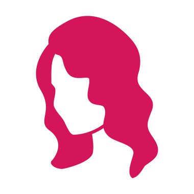 50'li kadınların retro saç modeli. Hollywood'un saç dalgası. Göz alıcı kadın saç modeli. Kuaför ve saç stilistleri tasarımı için simge. Moda pembe saç rengi.