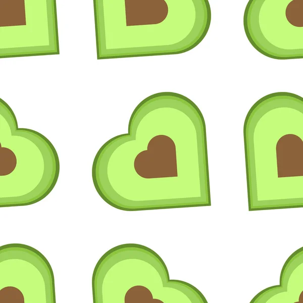 Patrón sin costuras con aguacates en forma de corazón. Alimentación saludable y vegetarianismo. Adecuado para el registro en el tema de vegetarianismo y veganismo, nutrición saludable, pérdida de peso . — Vector de stock