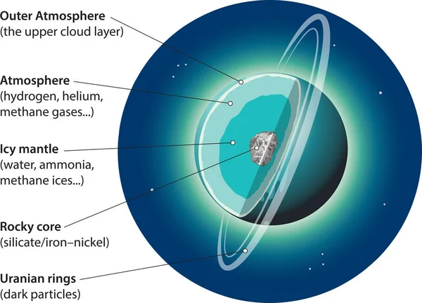 Vektor Illustration Uranus Grundläggande Inre Struktur — Stock vektor