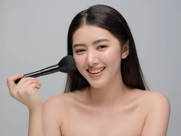 Krásná Mladá Žena Asijské Čistou Dokonalou Pletí Portrét Model Přírodní — Stock fotografie
