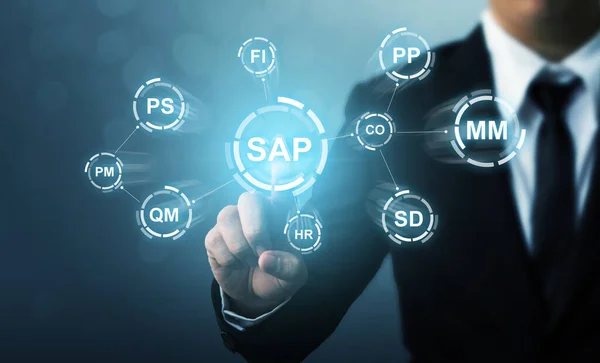 İş yönetimi yazılımı (SAP). ERP kuruluşu kaynak planlama sistemi kavramı