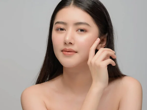 Krásná Mladá Žena Asijské Čistou Dokonalou Pletí Portrétní Model Přírodní — Stock fotografie