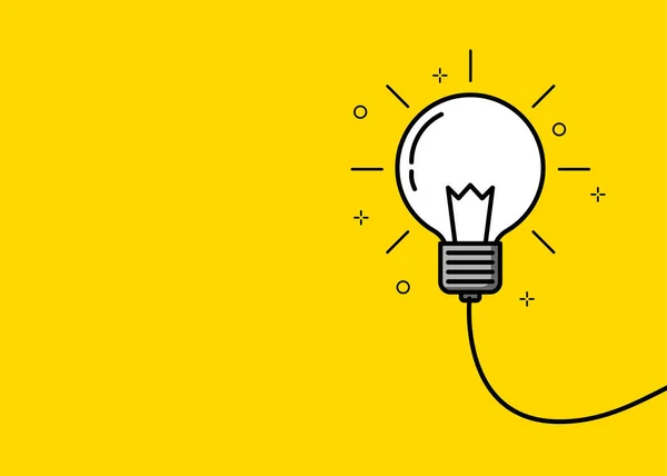 Creative Thinking Ideas Brain Innovation Concept Light Bulb Yellow Background — Stock Vector