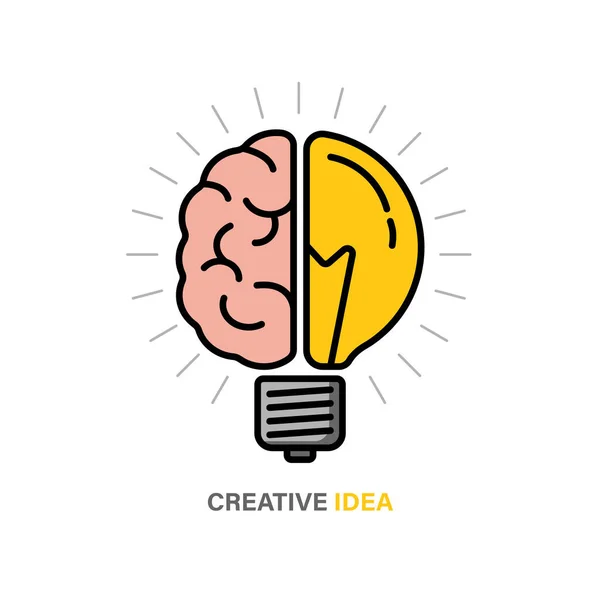 Creative Idea Thinking Outstanding Inspiration Brainstorm Imagination Development Light Bulb — Stock Vector