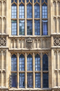 Palace of Westminster, Parlamento, cephe, Londra, İngiltere, İngiltere'de. Saray City Westminster, merkezi Londra'da Thames nehrinin kuzey kıyısında yatıyor