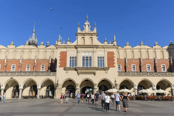 Krakow Polonia Mayo 2018 Salón Tela Plaza Del Mercado Principal — Foto de Stock